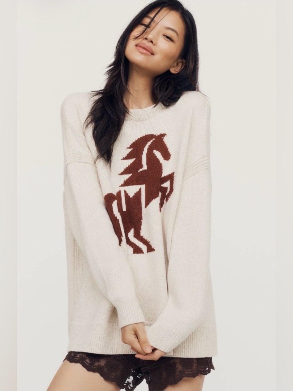 ▪️NWT Anthropologie Maeve Oversized Graphic Crew-Neck Sweater-M